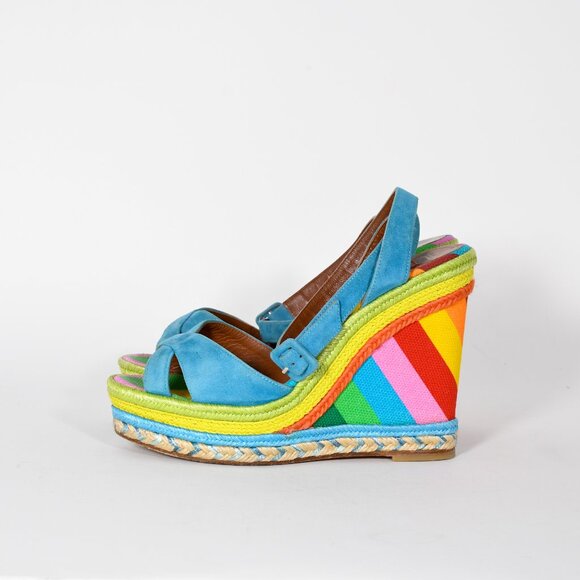 Valentino Suede Colorblock Pattern Espadrilles - Size 38, Excellent Condition - Picture 7 of 11